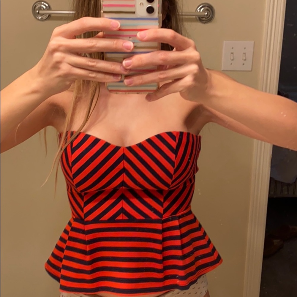 Strapless peplum top